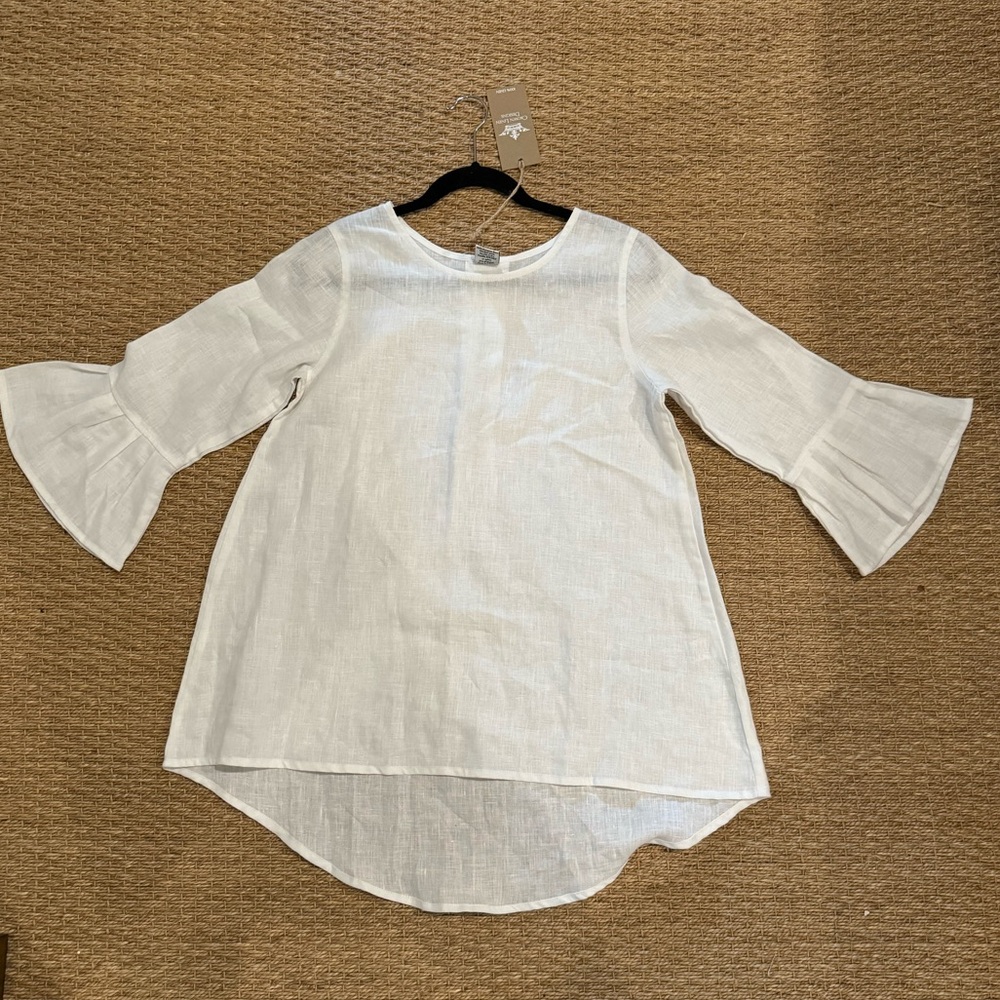 Crown Linen Designs 100% white Linen Blouse